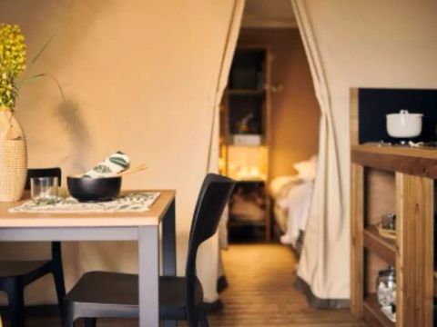 TENTE TOILE ET BOIS 4 personnes - Tente Lodge Cristal 3 pièces 4 personnes***