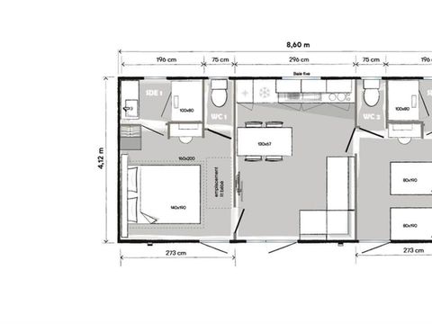 MOBILHOME 4 personnes - Premium - 2 SDB