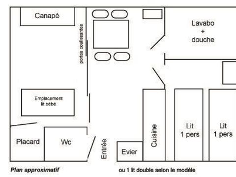 MOBILHOME 2 personnes - Confort  1 chambre