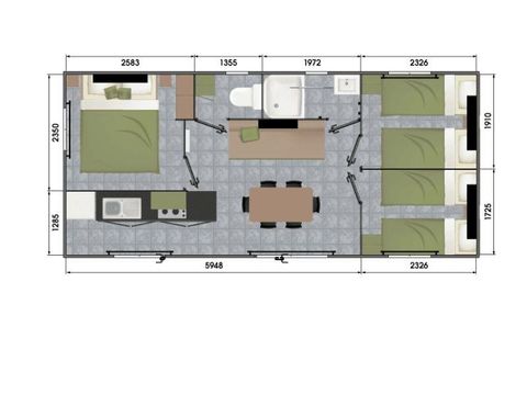 MOBILHOME 6 personnes - Confort Plus - 3 ch - grande terrasse semi-couverte