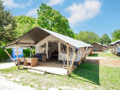 TENTE TOILE ET BOIS 5 personnes - Lanterna - Tente Safari Confort + climatisation