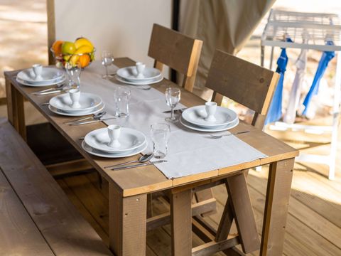 TENTE TOILE ET BOIS 5 personnes - Lanterna - Tente Safari Confort + climatisation