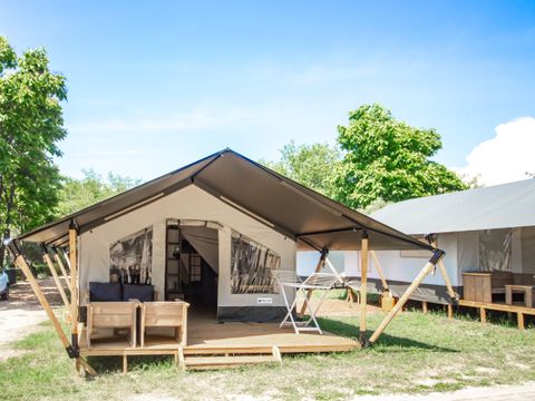 TENTE TOILE ET BOIS 5 personnes - Lanterna - Tente Safari Confort + climatisation