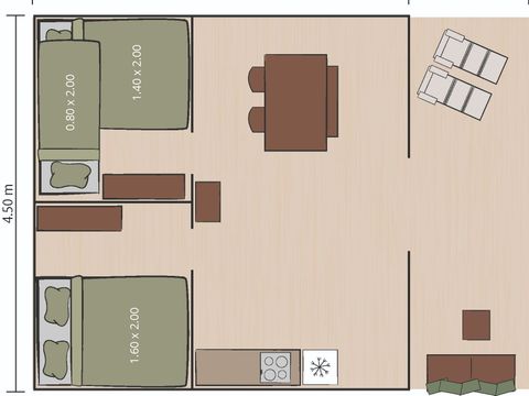 TENTE TOILE ET BOIS 5 personnes - Lanterna - Tente Safari Lodge + air conditionné (5P)