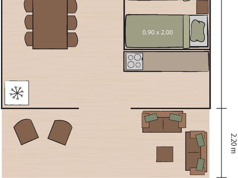 TENTE TOILE ET BOIS 5 personnes - Lanterna - Tente Safari Lodge + air conditionné (6P)