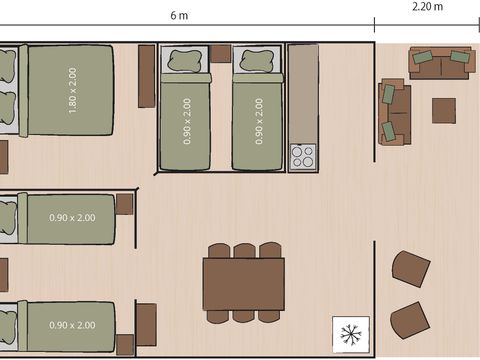 TENTE TOILE ET BOIS 5 personnes - Lanterna - Tente Safari Lodge + air conditionné (6P)