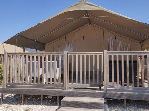 TENTE TOILE ET BOIS 6 personnes - Tente safari Lanterna - Sorella + sanitaires (6P)