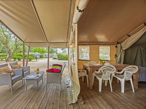 TENTE TOILE ET BOIS 5 personnes - Lanterna - Tente safari Harmony