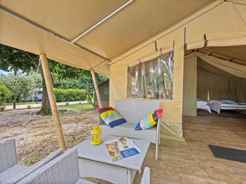Tente en toile et en bois 5 personnes - Lanterna - Tente safari Harmony