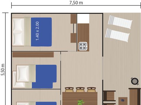 TENTE TOILE ET BOIS 4 personnes - Bijela Uvala - Tente Safari Lodge + air conditionné (6P)