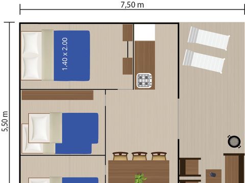 TENTE TOILE ET BOIS 4 personnes - Bijela Uvala - Tente Safari Lodge + air conditionné (6P)