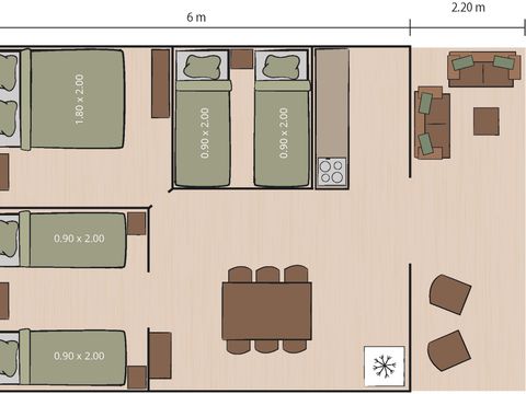 Tente en toile et en bois 4 personnes - Bijela Uvala - Tente Safari Lodge + air conditionné (6P)