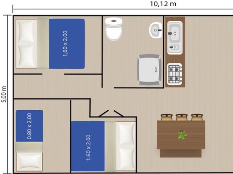 TENTE TOILE ET BOIS 4 personnes - Bijela Uvala - Tente Safari + sanitaires + air conditionné (6P)