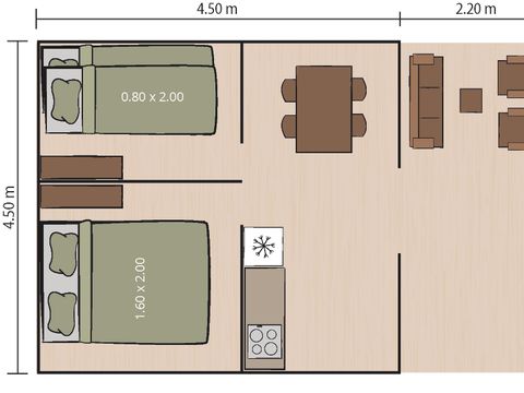 Tente en toile et en bois 4 personnes - Bijela Uvala - Tente safari Bella Vista + air conditionné (4P)