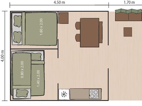 Tente en toile et en bois 4 personnes - Bijela Uvala - Tente Safari Cozy