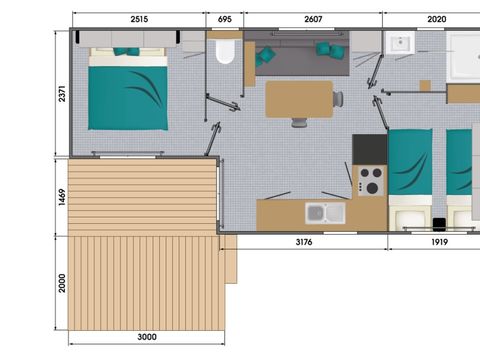 MOBILHOME 4 personnes - Mobil-home Confort 27m² 2 ch (2015) 4 pers