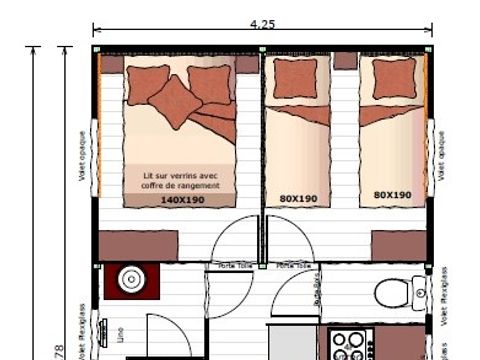 TENTE TOILE ET BOIS 5 personnes - Lodge Premium 32m² 2 ch (2024) 4/5 pers