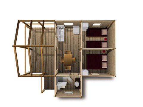 Tente en toile et en bois 5 personnes - CABANE PILOTIS