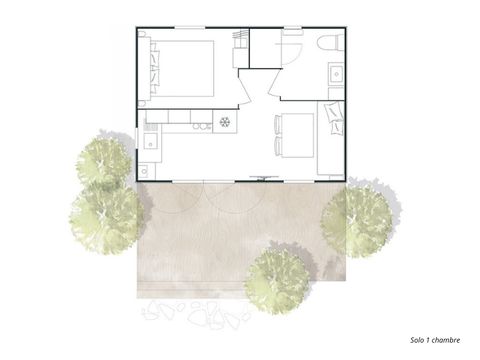 Mobilhome 2 personnes - Mobil home SOLO 20m² 1 chambre APERCU MER