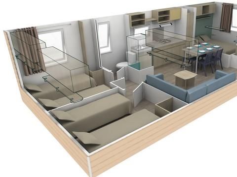 Mobilhome 7 personnes - Mobil'home Trigano GRAND CONFORT 3 chbres 6 pers + 1 bébé, TV