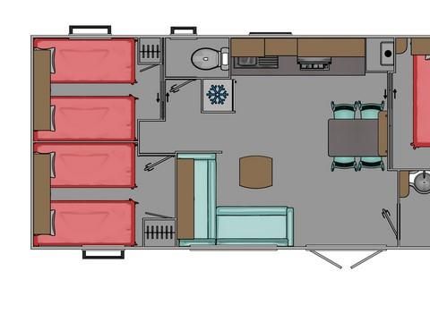 Mobilhome 7 personnes - Mobil'home Trigano GRAND CONFORT 3 chbres 6 pers + 1 bébé, TV