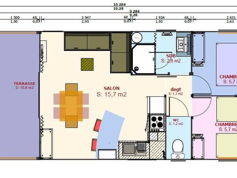 Tente en toile et en bois 4 personnes - Sweetflower sur pilotis Confort 43m² (2 chambres) + terrasse semi-couverte de 11 m² + TV - 4 pers