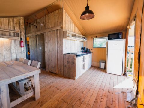 Tente en toile et en bois 6 personnes - SUNLODGE PRESTIGE ETANG 2CH 1 SDB