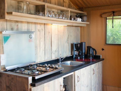 Tente en toile et en bois 6 personnes - SUNLODGE PRESTIGE ETANG 2CH 1 SDB