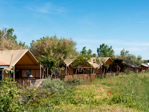 Tente en toile et en bois 6 personnes - SUNLODGE PRESTIGE ETANG 2CH 1 SDB
