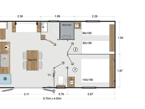 Mobilhome 4 personnes - CABANE 2chambres