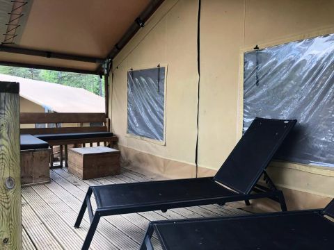 Tente en toile et en bois 5 personnes - Tente Kalahari XL 3 Pièces 5 Personnes Sans Sanitaire