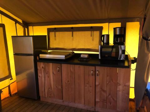 Tente en toile et en bois 5 personnes - Tente Kalahari XL 3 Pièces 5 Personnes Sans Sanitaire