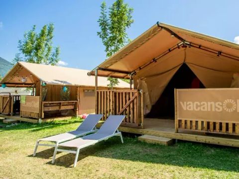 Tente en toile et en bois 5 personnes - Tente Kalahari XL 3 Pièces 5 Personnes Sans Sanitaire