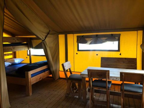 Tente en toile et en bois 5 personnes - Tente Kalahari XL 3 Pièces 5 Personnes Sans Sanitaire