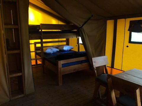 Tente en toile et en bois 5 personnes - Tente Kalahari XL 3 Pièces 5 Personnes Sans Sanitaire