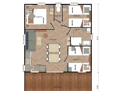 CHALET 6 personnes - Sésame 35m² - 3 chambres