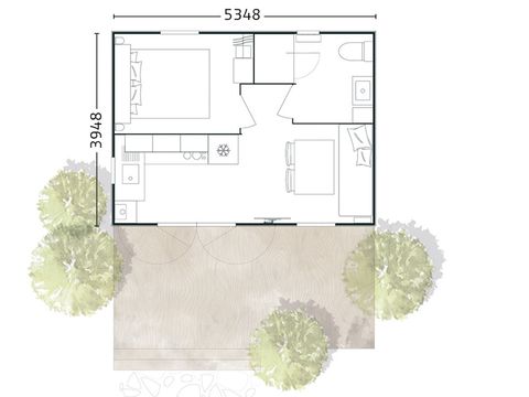 MOBILHOME 2 personnes - Studio 20m² - 1 chambre 1 lit double