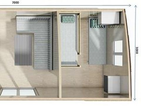 Mobilhome 4 personnes - Elite Toile & Bois 21m² - 2 chambres - Sans sanitaires - FORMULE - HÔTELIÈRE