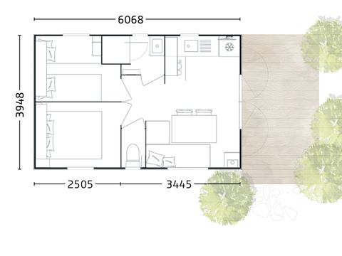 Mobilhome 4 personnes - Bergame 23m² - FORMULE HÔTELIÈRE