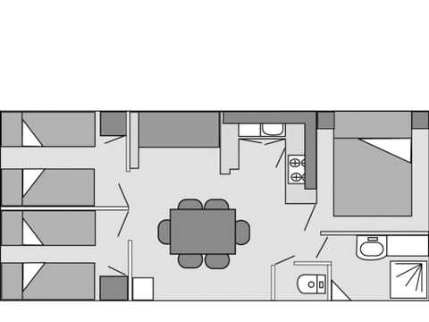 Mobilhome 6 personnes - Tamaris 30m² - 3 chambres - FORMULE - HÔTELIÈRE