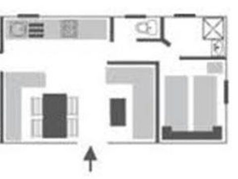 MOBILHOME 6 personnes - Mobilhome DUO - 2 chambres, 2 salles de bain, 2 WC, 1 canapé-lit, lave vaisselle, 43,5m² terrasse comprise 1/6 pers