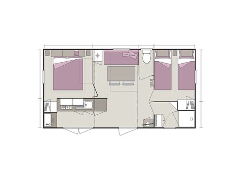 MOBILHOME 4 personnes - Homeflower Premium 29m² - 2 chambres - Terrasse - TV - Clim - Plancha