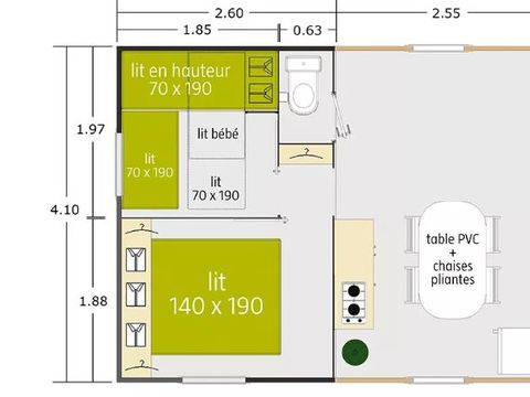 MOBILHOME 4 personnes - Tithome Bois (sans salle de bain)