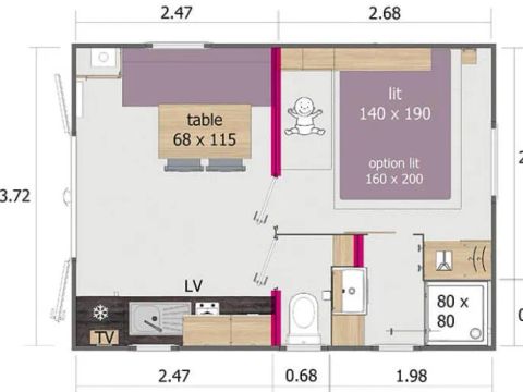 Mobilhome 2 personnes - 1 chambre