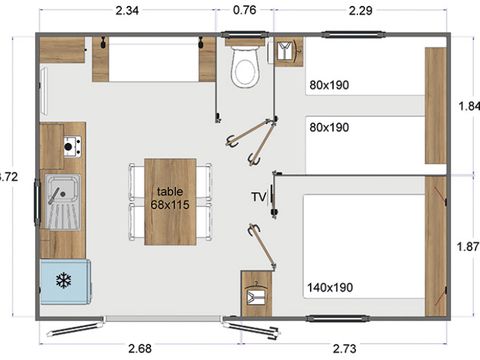 Mobilhome 2 personnes - 1 chambre