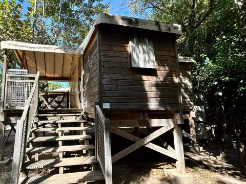 Tente en toile et en bois 5 personnes - Caba'nature 3 Pièces 5 Personnes