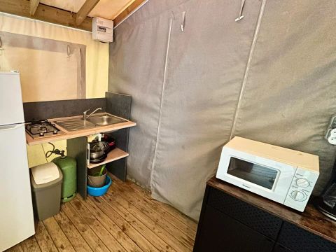Tente en toile et en bois 5 personnes - Caba'nature 3 Pièces 5 Personnes