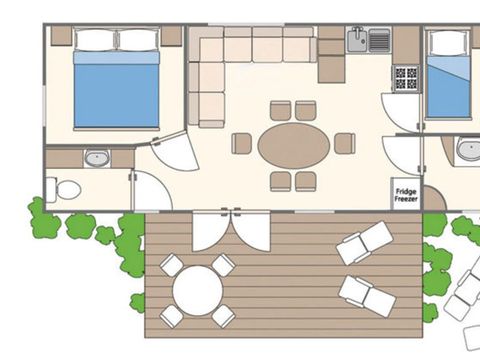 MOBILHOME 5 personnes - Classic | 2 Ch. | 5 Pers. | Terrasse surélevée | Clim.