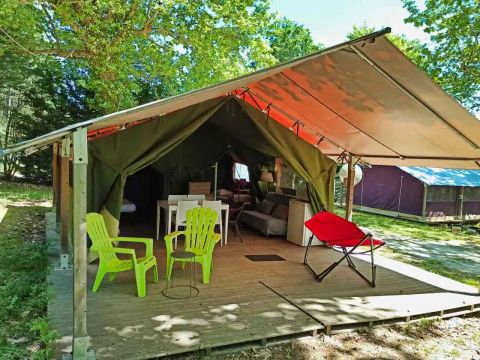 Tente en toile et en bois 5 personnes - LODGE sans sanitaires