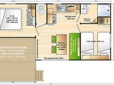 Mobilhome 4 personnes - Confort 25m² - 2 chambres - TV